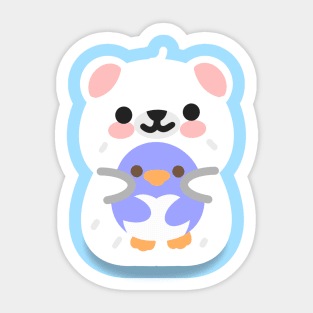 polar bear with penguin Sticker